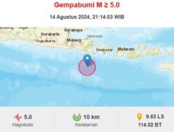 Gempa Bumi M 5 Guncang Jembrana Bali, Tak Berpotensi Tsunami