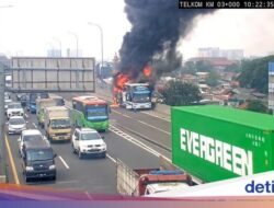 Kebakaran Bus Wisata Rombongan TK Terdeteksi CCTV Pengelola Tol